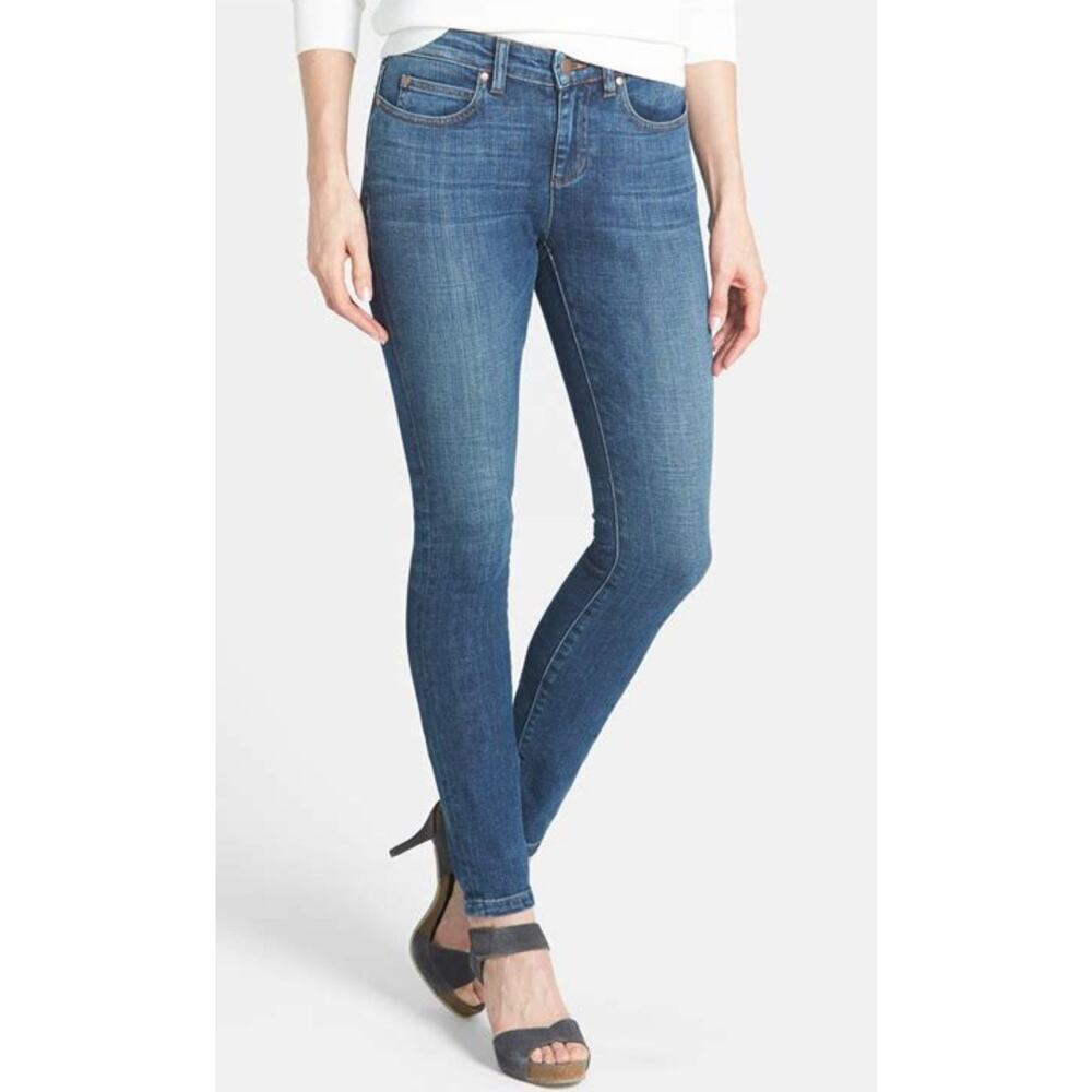 Eileen Fisher Organic Cotton Stretch Slim Jeans Sz 2 Dark Wash Sustainable Denim
